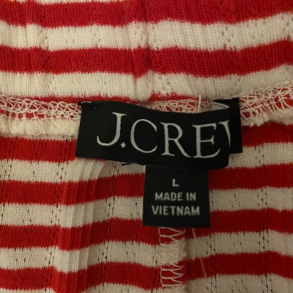J Crew Pointelle Red and White Striped Short Size Large NWT - Picture 6 of 8